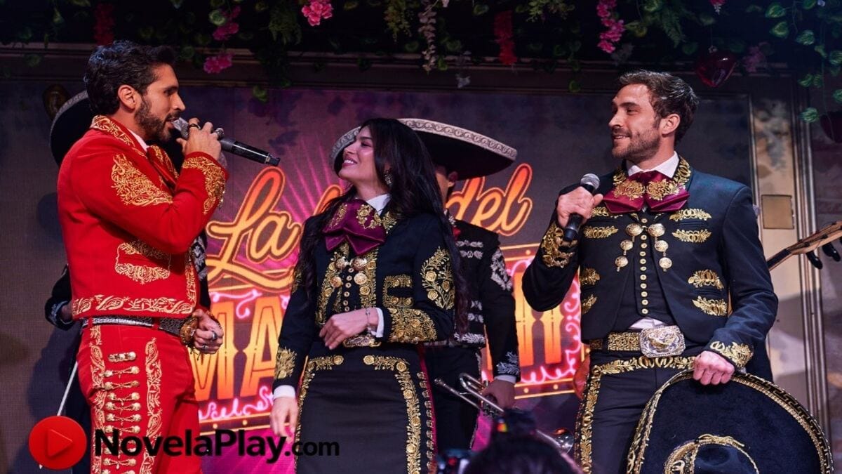 Elenco principal de La Hija del Mariachi 2025, con los protagonistas Essined Aponte y Roberto Romano.