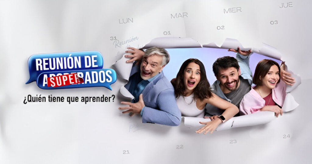 Imagen de la teleserie chilena Reunión de Superados, representando la lista de todos los capítulos completos de la producción de Mega para ver online.